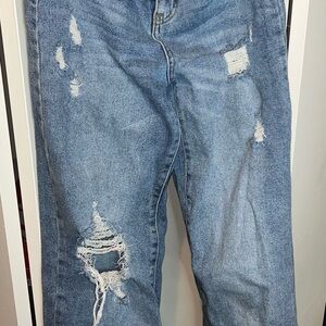 Distressed Blue Jeans